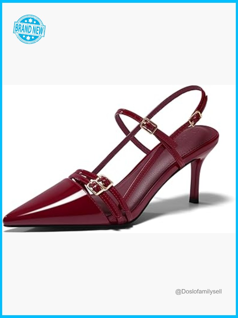 Slingback High Heel Pumps Stiletto Pointed Toe Ankle Strap Dress Shoes Chic